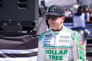 Mar 22, 2026; Darlington, South Carolina, USA; Legacy Motor Club John Hunter Nemechek (42) comes out for the Goodyear 400 at Darlington Raceway.