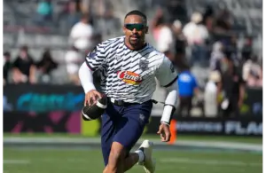 Jalen Hurts playing flag football in March.