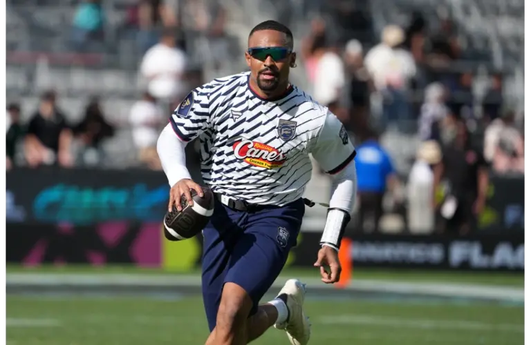 Jalen Hurts playing flag football in March.