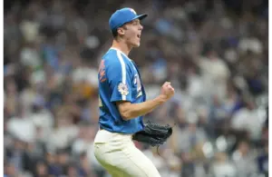 Jacob Misiorowski celebrating in Milwaukee