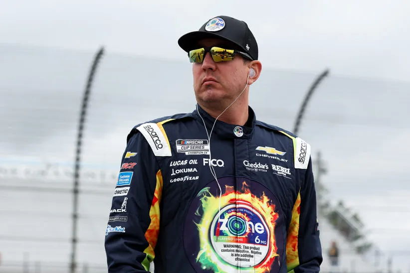 May 9, 2026; Watkins Glen, New York, USA; NASCAR Cup Series driver Kyle Busch looks on during practice and qualifying for the Go Bowling at The Glen at Watkins Glen International.