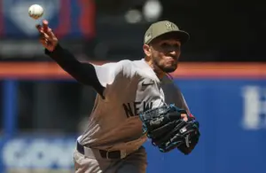 New York Yankees pitcher Elmer Rodriguez (71) delivers a pitch.