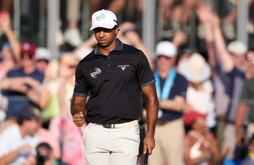 Aaron Rai walks to the 16th hole during the final round of the PGA Championship.