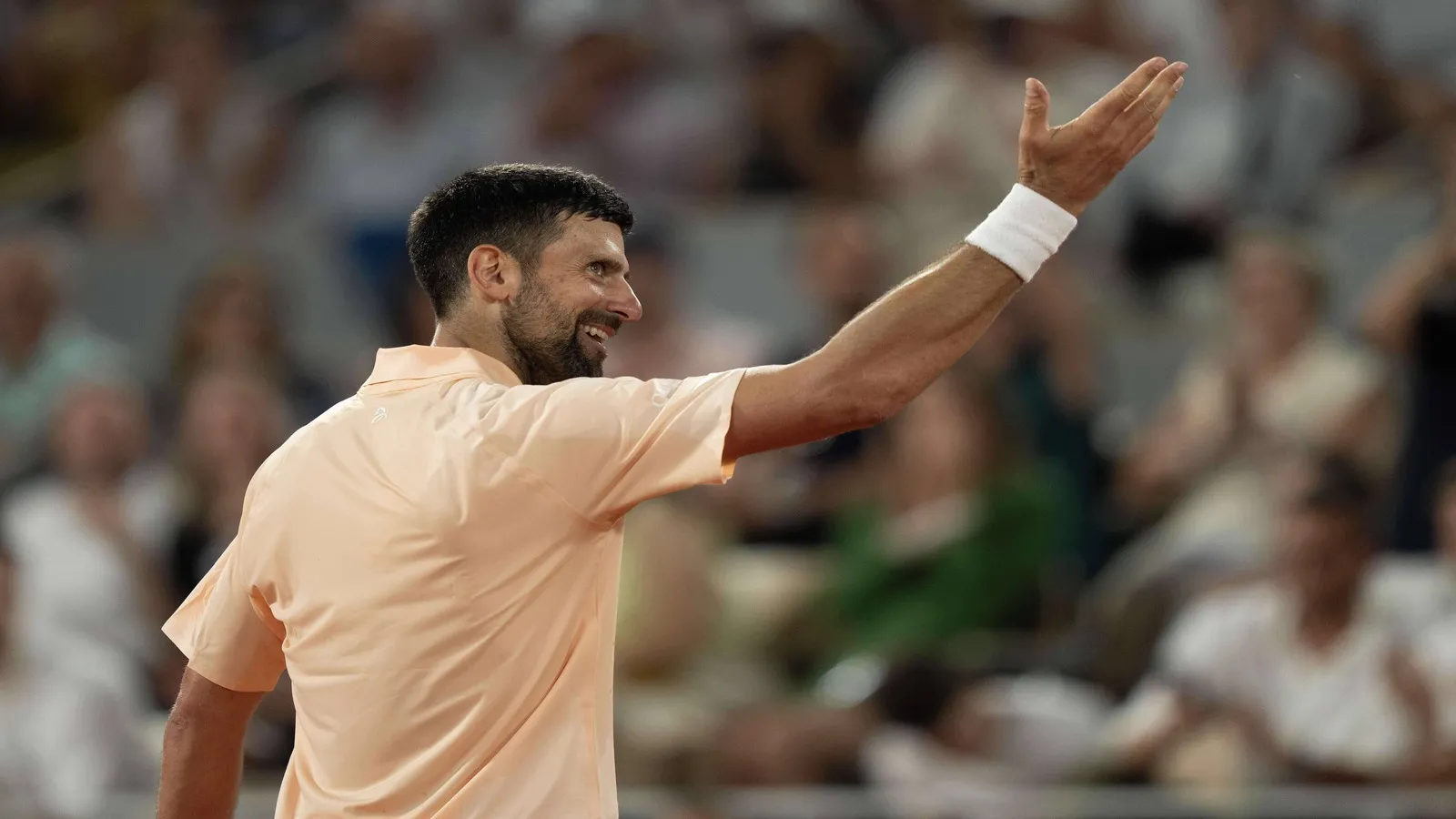 Novak Djokovic of Serbia reacts during his first round match.
