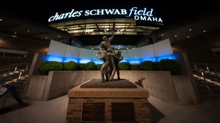 Jun 17, 2026; Omaha, NE, USA; General view of the stadium after the game between the Oklahoma Sooners and the Georgia Bulldogs at Charles Schwab Field.
