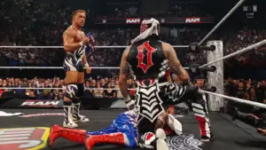 Chad Gable gives Rey Meysterio his mask back On Raw.