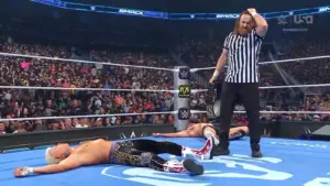Sami Zayn after knocking out both Gunther and Cody Rhodes on Smackdown.