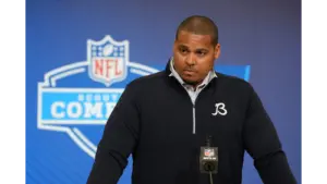 Bears Ryan Poles speaking to the media