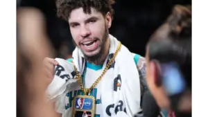 New Timberwolves player Lamelo Ball celebrating