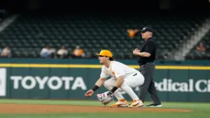 Feb 27, 2026; Arlington, TX, USA; UCLA vs, Tennessee during the Amegy Bank College Baseball Series at Globe Life Field. Mandatory Credit: