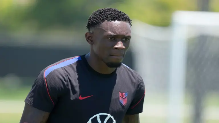 Jun 26, 2026; Irvine, California, USA; USMNT forward Folarin Balogun (20) during a training session in preparation for their upcoming 2026 FIFA World Cup match at Great Park Sports Complex.