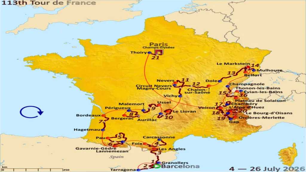 Route of the 2026 Tour de France