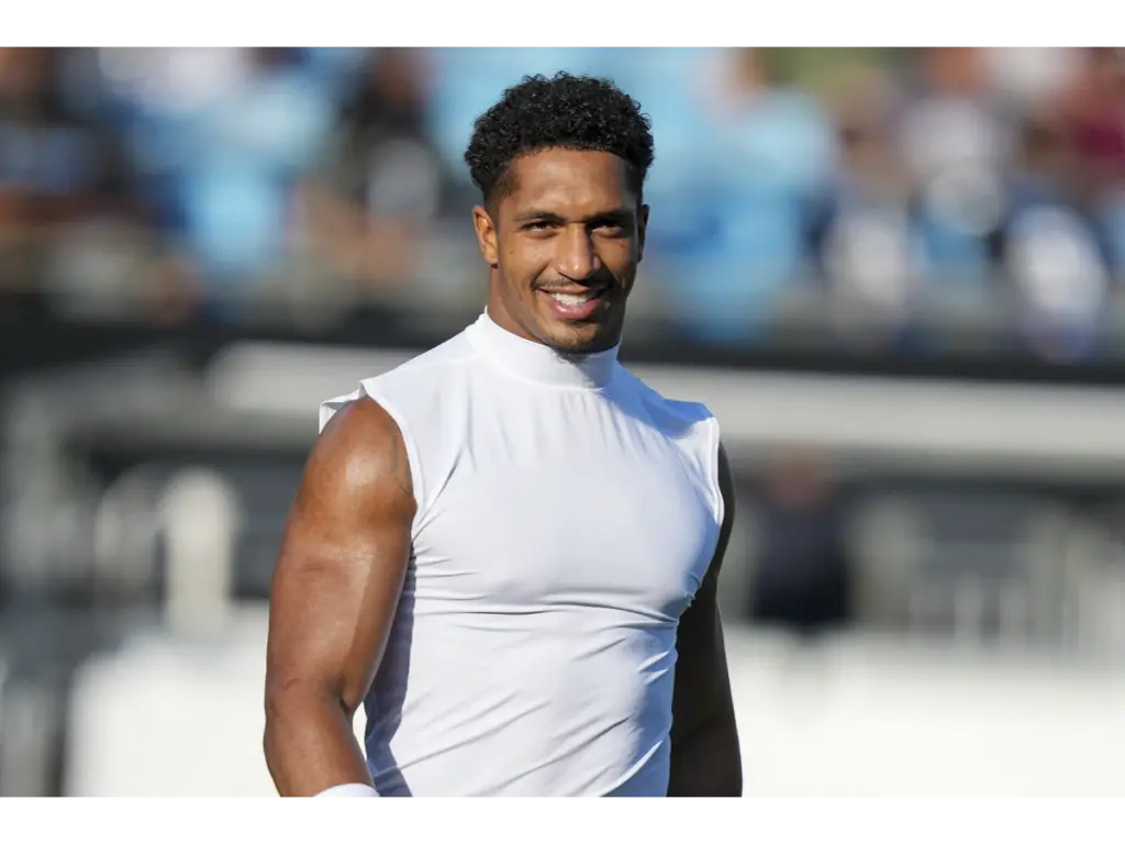 Jul 31, 2026; Charlotte, NC, USA; Carolina Panthers running back Chuba Hubbard (30) during Fanfest at Bank of America Stadium. Mandatory Credit: Jim Dedmon-Imagn Images