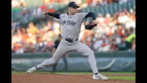Aug 19, 2026; Baltimore, Maryland, USA; New York Yankees pitcher Will Warren (29) delivers during the first inning against the Baltimore Orioles at Oriole Park at Camden Yards. Mandatory Credit: Mitch Stringer-Imagn Images