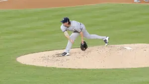 Gerrit Cole pitching for the Yankees.
