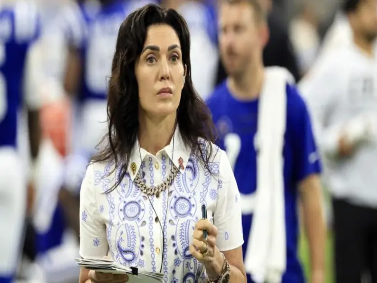 Carlie Irsay-Gordon the Colts owner on he sidelines during a game.