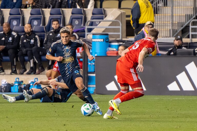 Cavan Sullivan, the youngest USMNT goal scorer, in action for the Philadelphia Union