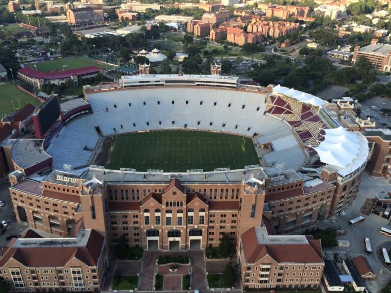 Aerial view of Doak Campbell Stadium, where Virginia vs Florida State will be played