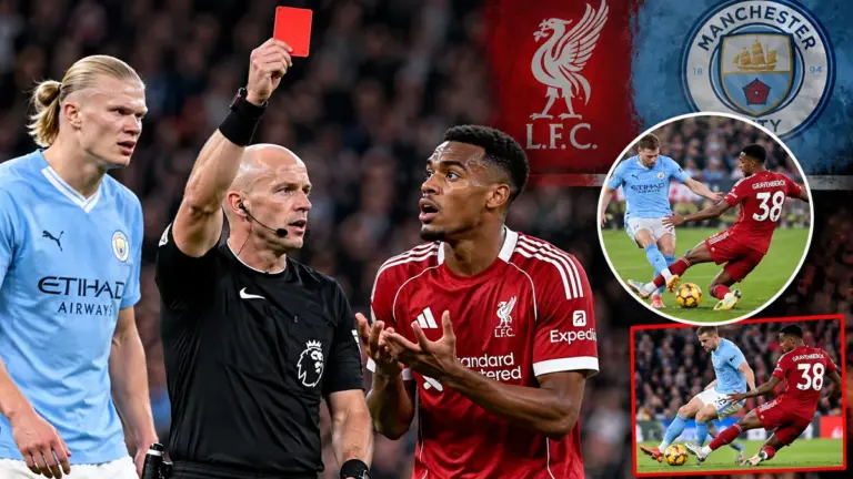 Gravenberch red card vs Man City