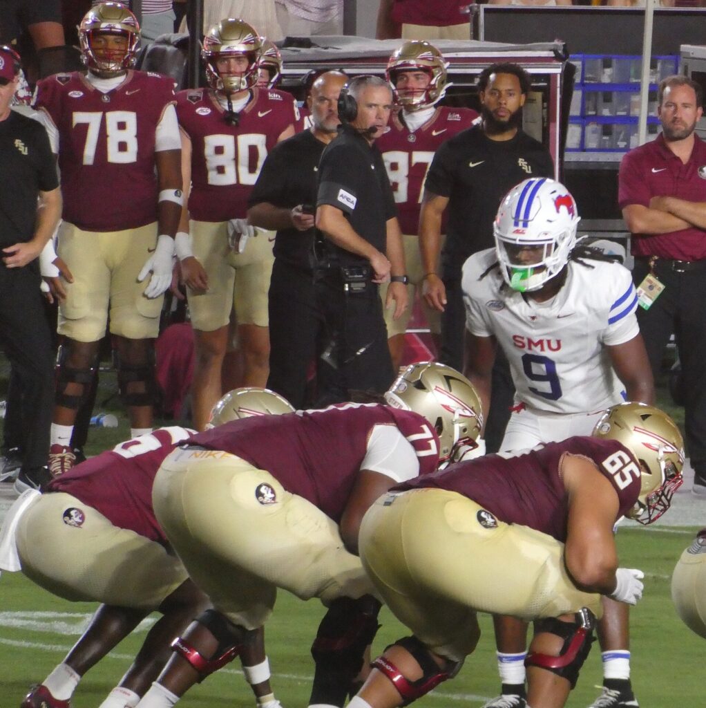 Florida State coach Mike Norvell watches from the sideline during the Sept. 7, 2026, loss to SMU as the Mike Norvell hot seat talk grows