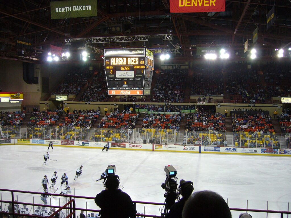 Denver Pioneers Alaska Anchorage series is played at Sullivan Arena, shown here during a 2011 hockey game